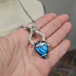 Labradorite Teardrop SS 925 Handmade Necklace‎ Gemstone Healing Whimsygoth